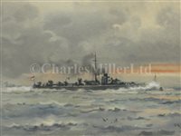 Lot 81 - δ FRANK WATSON WOOD (BRITISH, 1862–1953) - Study of a torpedo boat at sea