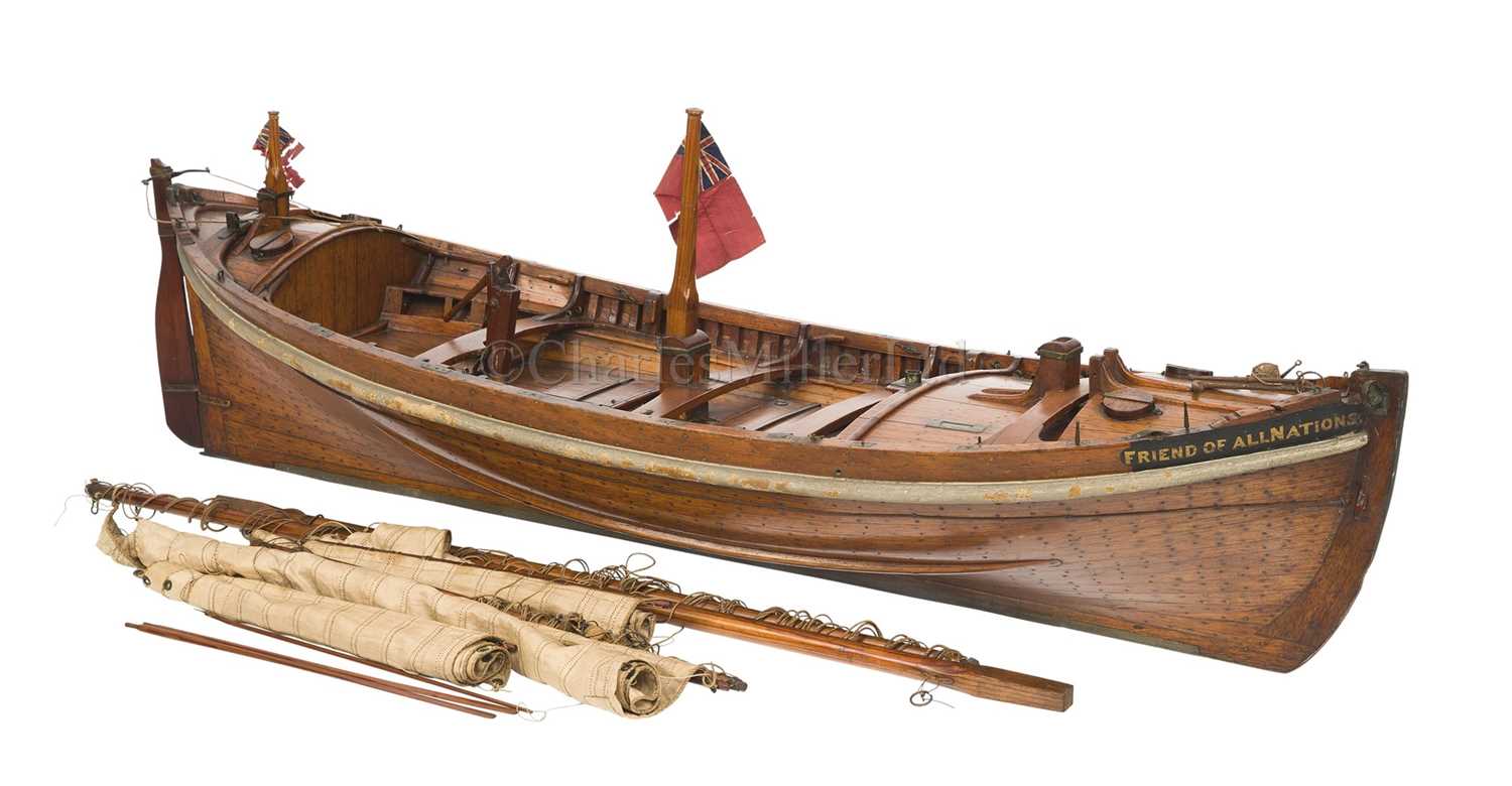 Lot 12 - AN HISTORICALLY INTERESTING LUGGER LIFEBOAT MODEL BUILT BY H. TWYMAN FOR THE INTERNATIONAL EXHIBITION, LONDON, 1862