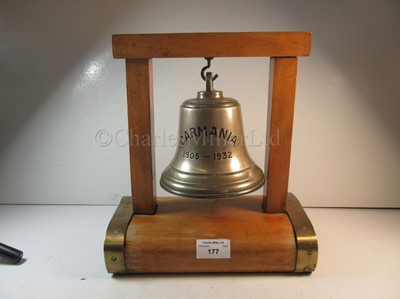 Lot 177 - A COMMEMORATIVE BELL FROM THE CUNARD LINER S.S. 'CARMANIA', 1905-1936