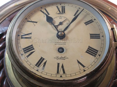 Lot 187 - A BULKHEAD SHP'S CLOCK, BELIEVED TO BE FROM R.M.S. MAURETANIA (1906) AND PRESENTED 1950