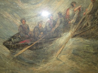 Lot 63 - ATTRIBUTED TO EDWARD DUNCAN (BRITISH, 1803-1882); A dramatic rescue off Dunstanburgh Castle