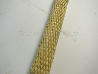 Lot 93 - Ø A RARE SILVER-MOUNTED MARINE IVORY CAGEWORK WALKING STICK, CIRCA 1898