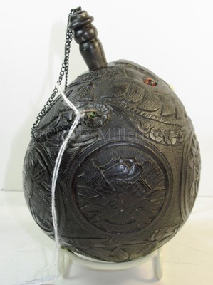 Lot 32 - A 19TH CENTURY CARVED COCONUT BUGBEAR