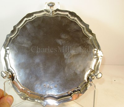 Lot 104 - A RARE PRESENTATION SALVER COMMEMORATING THE LAUNCH OF H.M.S. CAPTAIN, 1743