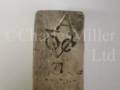 Lot 58 - † A DUTCH EAST INDIA COMPANY (V.O.C.) SILVER INGOT SALVAGED FROM THE ROOSWIJK CARGO, CIRCA 1739