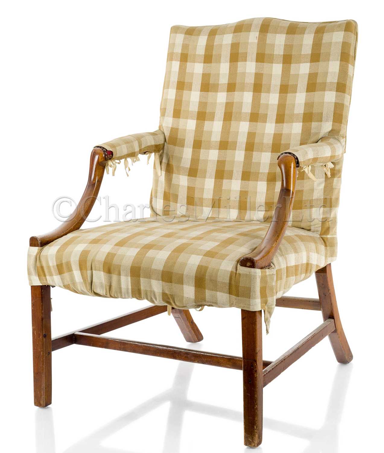 Lot 53 - AN 18TH CENTURY GAINSBOROUGH ARMCHAIR BELIEVED TO HAVE BEEN THE PROPERTY OF JONAS HANWAY, FOUNDER OF THE MARINE SOCIETY, 1779