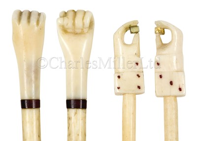 Lot 83 - Ø A RARE COLLECTION OF NANTUCKET WHALEBONE AND MARINE IVORY KNITTING NEEDLES, CIRCA 1790