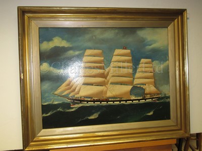 Lot 70 - MANNER OF WILLIAM HOWARD YORKE (BRITISH, 19TH CENTURY) : The Full Rigged Ship 'Glenlui'