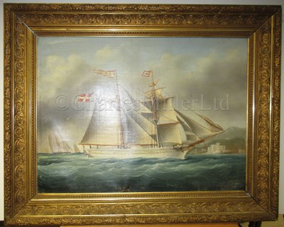 Lot 72 - J. LOY (ITALIAN, 19TH CENTURY) : The Danish brigantine ‘Christine’ off Trieste