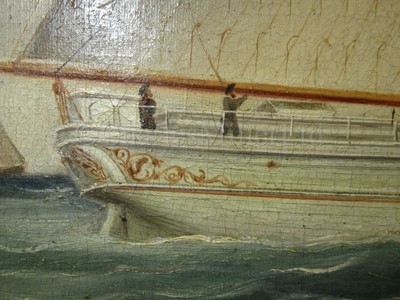Lot 72 - J. LOY (ITALIAN, 19TH CENTURY) : The Danish brigantine ‘Christine’ off Trieste