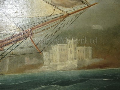Lot 72 - J. LOY (ITALIAN, 19TH CENTURY) : The Danish brigantine ‘Christine’ off Trieste