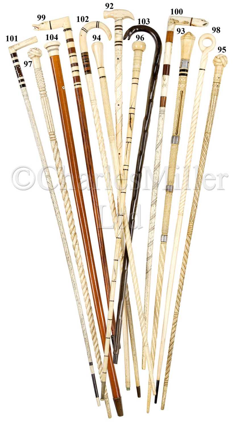 Lot 96 - Ø A RARE 19TH CENTURY SAILORWORK MARINE IVORY WALKING STICK