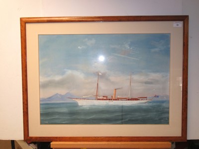 Lot 59 - ANTONIO DE SIMONE (1851-1907) - S.Y. 'EVONA' IN THE BAY OF NAPLES