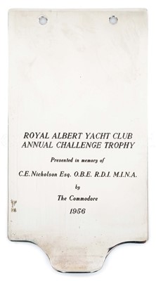 Lot 51 - THE ROYAL NAVAL CLUB & ROYAL ALBERT YACHT CLUB WESTMACOTT TROPHY, LATE ROYAL ALBERT YACHT CLUB ANNUAL CHALLENGE TROPHY CIRCA 1956
