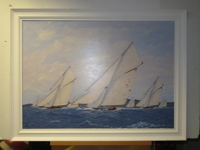 Lot 55 - δ JAMES MILLER (BRITISH, 1962-) - LES VOILES DE ST. TROPEZ; 'MARIQUITA,' 'TUIGA' AND 'THE LADY ANNE'