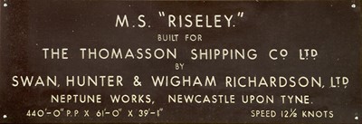 Lot 101 - A BUILDER'S MODEL FOR THE M.S.RISELEY, BUILT BY SWAN, HUNTER & WIGHAM RICHARDSON LTD, WALLSEND FOR THE THOMASSON SHIPPING CO, LTD., 1957