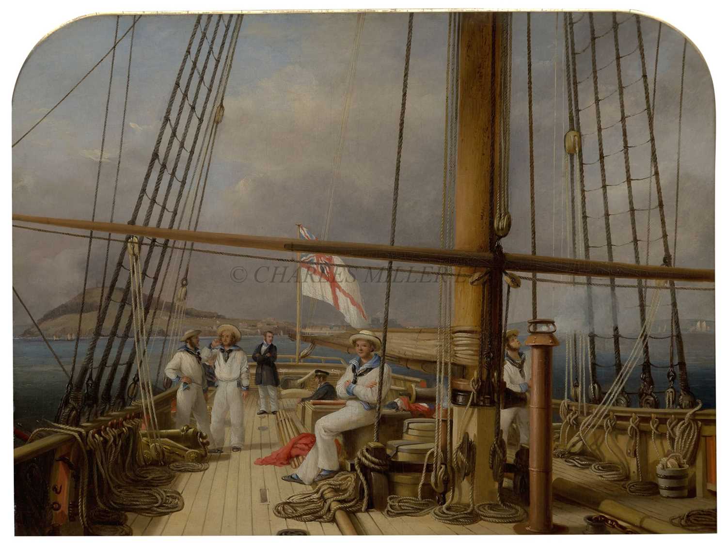 Lot 33 - NICHOLAS CONDY (BRITISH, 1793-1857) - THE R.Y.S. CUTTER YACHT 'GANYMEDE', WITH THE OWNER J.H.W. PIGOTT SMYTH PIGOTT ESQ. ON DECK