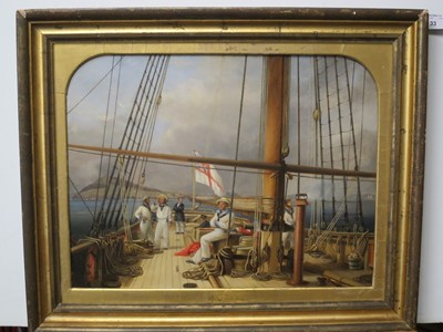 Lot 33 - NICHOLAS CONDY (BRITISH, 1793-1857) - THE R.Y.S. CUTTER YACHT 'GANYMEDE', WITH THE OWNER J.H.W. PIGOTT SMYTH PIGOTT ESQ. ON DECK