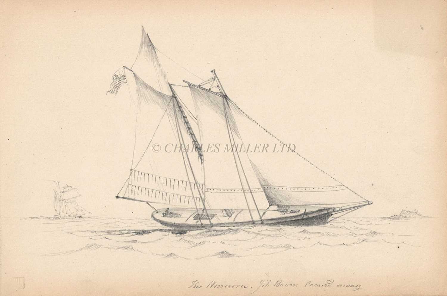 Lot 31 - C* A* C* (19TH CENTURY) - A COLLECTION OF 9 PENCIL DRAWINGS ALL WITH TITLES INCLUDING 'SLOOP OF WAR', 'ATTACKING CHINESE JUNCKS'