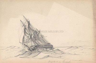 Lot 31 - C* A* C* (19TH CENTURY) - A COLLECTION OF 9 PENCIL DRAWINGS ALL WITH TITLES INCLUDING 'SLOOP OF WAR', 'ATTACKING CHINESE JUNCKS'