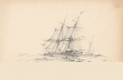 Lot 31 - C* A* C* (19TH CENTURY) - A COLLECTION OF 9 PENCIL DRAWINGS ALL WITH TITLES INCLUDING 'SLOOP OF WAR', 'ATTACKING CHINESE JUNCKS'