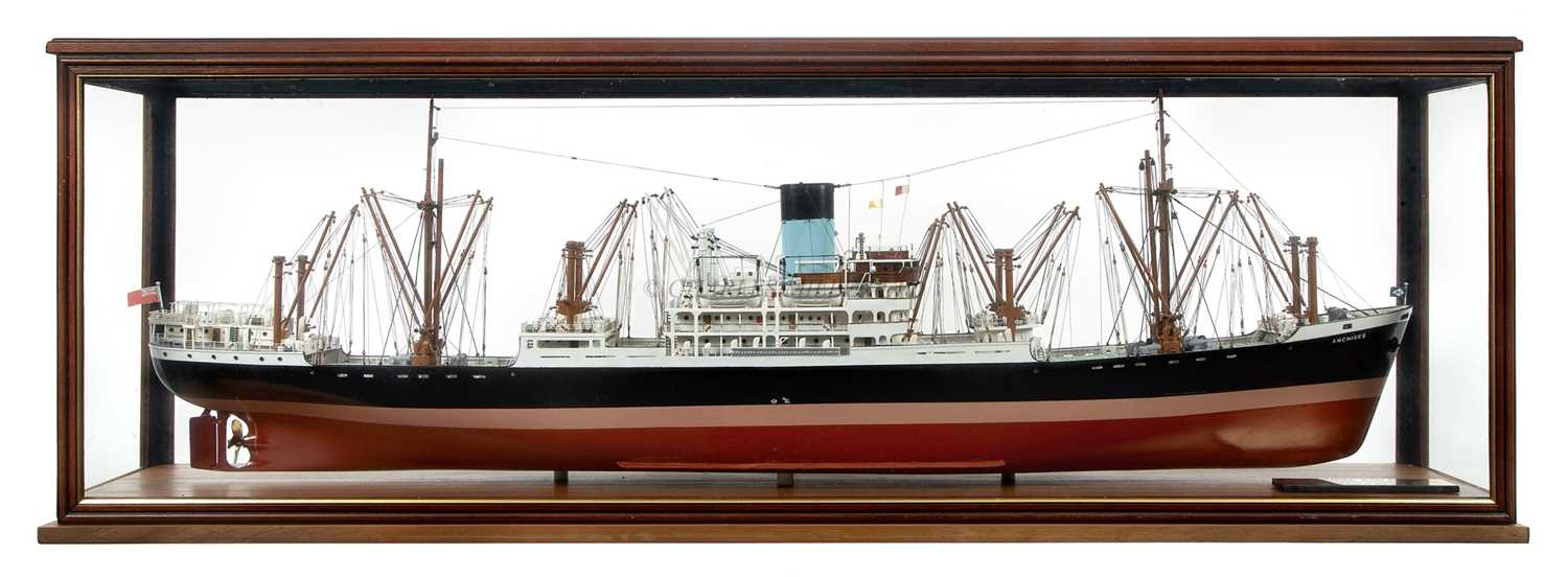 Lot 67 - A BUILDER'S-STYLE MODEL FOR THE ALFRED HOLT (BLUE FUNNEL) LINE PASSENGER-CARGO SHIP M.V. 'ANCHISES' [1947]