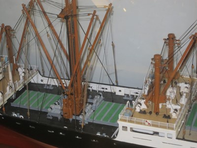 Lot 67 - A BUILDER'S-STYLE MODEL FOR THE ALFRED HOLT (BLUE FUNNEL) LINE PASSENGER-CARGO SHIP M.V. 'ANCHISES' [1947]