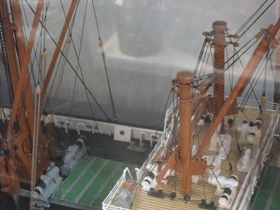 Lot 67 - A BUILDER'S-STYLE MODEL FOR THE ALFRED HOLT (BLUE FUNNEL) LINE PASSENGER-CARGO SHIP M.V. 'ANCHISES' [1947]