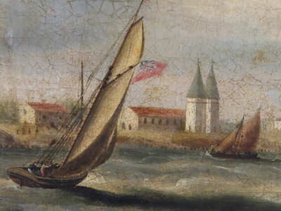 Lot 10 - ATTRIBUTED TO THOMAS BUTTERSWORTH (BRITISH, CIRCA 1768-1842) - Shipping off the Reculvers, Kent