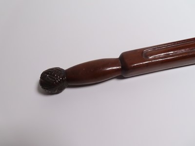 Lot 3 - AN EARLY 20TH CENTURY CARVED WOODEN TILLER FOR THE IRENE. J