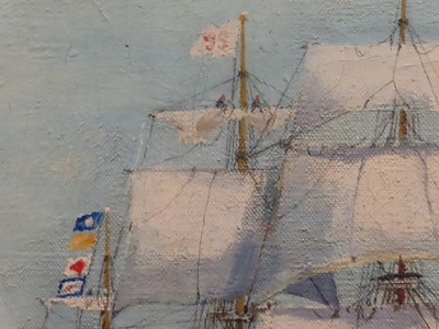 Lot 29 - δ FRANK HENRY MASON (BRITISH, 1875-1965) - The City Line's 'City of Glasgow' outward bound in the North Channel with Ailsa Craig and Stranraer behind