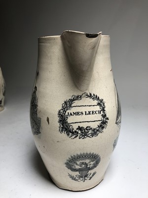 Lot 33 - A LIVERPOOL PORCELAIN JUG FOR THE WORSHIPFUL COMPANY OF SHIPWRIGHTS, CIRCA 1792