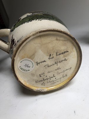 Lot 33 - A LIVERPOOL PORCELAIN JUG FOR THE WORSHIPFUL COMPANY OF SHIPWRIGHTS, CIRCA 1792