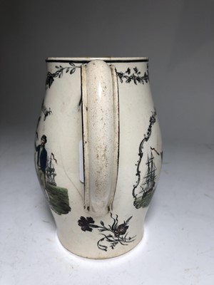 Lot 33 - A LIVERPOOL PORCELAIN JUG FOR THE WORSHIPFUL COMPANY OF SHIPWRIGHTS, CIRCA 1792