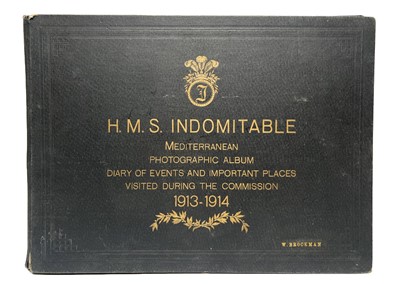 Lot 146 - H.M.S. 'INDOMITABLE', MEDITERRANEAN PHOTOGRAPHIC ALBUM, DIARY OF EVENTS AND IMPORTANT PLACES VISITED DURING THE COMMISSION, 1913-14