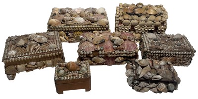 Lot 102 - A COLLECTION OF SHELLWORK TRINKET BOXES