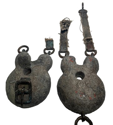 Lot 111 - TWO LEAD DIVER'S WEIGHTS, 20TH CENTURY