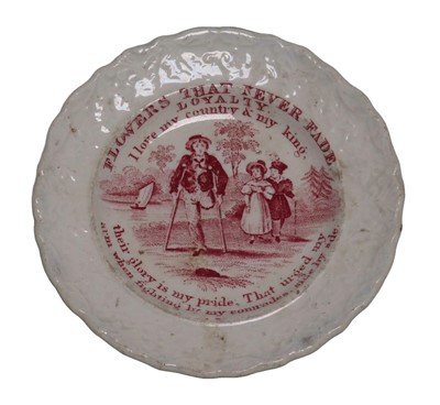 Lot 116 - A 19TH CENTURY RED TRANSFERWARE CHILD'S NURSERY PLATE