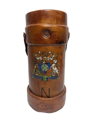Lot 99 - A LEATHER NAVAL CORDITE BUCKET BY BARROW, HEPBURN & GALE LTD, 20TH CENTURY