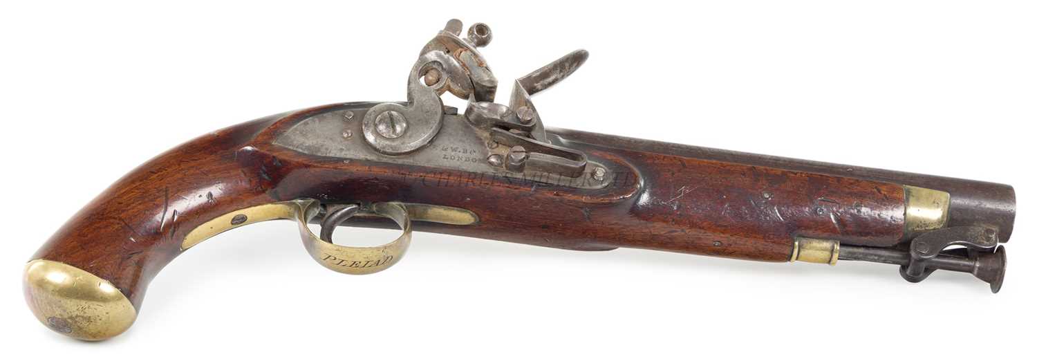 Lot 43 - A FLINTLOCK SHIP'S PISTOL FROM THE 1854-56 WEST AFRICA NIGER EXPEDITION STEAM YACHT 'PLEIAD'