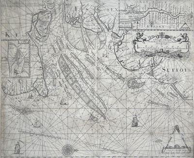 Lot 187 - THE KENT-SUFFOLK COASTAL CHART FROM 'THE ENGLISH PILOT', PUBLISHED BY JOHN THORNTON AFTER JOHN SELLER, CIRCA 1700