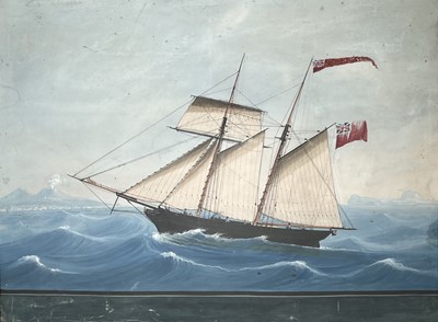 Lot 147 - MICHELE FUNNO (ITALIAN, FL. 1835-1865) 'The British topsail schooner 'Eliza May' off Naples with Vesuvius smoking beyond'
