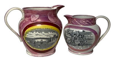 Lot 133 - TWO SUNDERLAND LUSTRE WARE JUGS, 19TH CENTURY