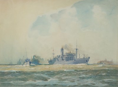 Lot 132 - JAMES SCRIMGEOUR MANN (BRITISH, 1883-1946) A convoy under escort