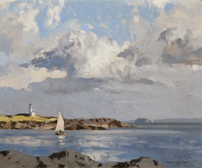 Lot 3 - δ NORMAN WILKINSON (BRITISH, 1878-1971) A yacht sailing off the Elie Ness Lighthouse in Fife, Scotland