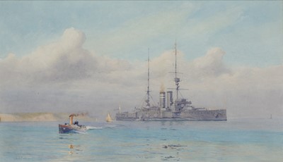 Lot 45 - ALMA CLAUDE BURLTON CULL (ENGLISH, 1880-1931) H.M. Battleship ‘Hibernia’