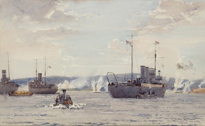 Lot 65 - δ NORMAN WILKINSON (BRITISH, 1878-1971) The landing in Suvla Bay, 7 August, 1915