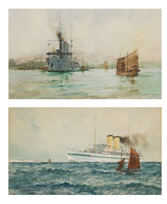 Lot 84 - WILLIAM MINSHALL BIRCHALL (BRITISH, 1884-1941) A hospital ship passing Dover; In far Eastern waters