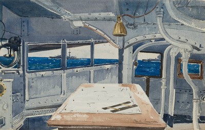 Lot 133 - δ CLAUDE GRAHAM MUNCASTER (BRITISH, 1903-1974) The Admiral’s Bridge -- H.M.S. ‘Rodney’