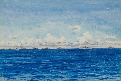 Lot 134 - δ CLAUDE GRAHAM MUNCASTER (BRITISH, 1903-1974) Convoy off [the] East Coast of Africa
